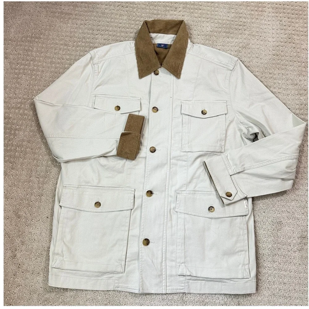 Vineyard Vines Field Jacket Mens XL Cotton Corduroy Trim Utility Chore Coat NEW